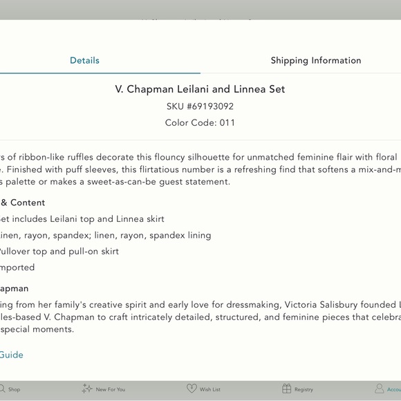 NWT V. Chapman Leilani And Linnea Set in Natural. Size 12. - Picture 5 of 5